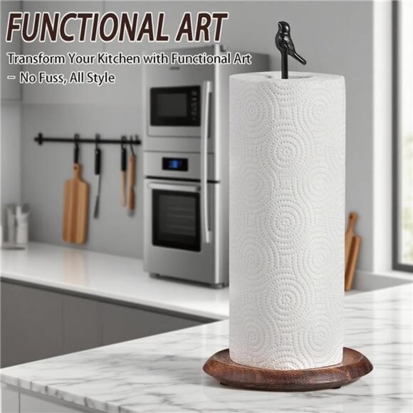 Wooden Bird Paper Towel Holder Countertop Kitchen Dining Table Home Decor Black - Picture 5 of 8
